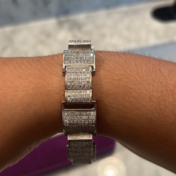 Hardly worn. Kay Jewelers Men’s Diamond Sterling Silver 1 carat link bracelet - Picture 5 of 5